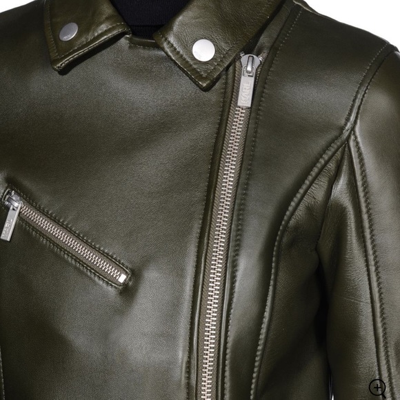 LIKE NEW. KARL LAGERFELD LEATHER BIKER JACKET - Picture 3 of 11